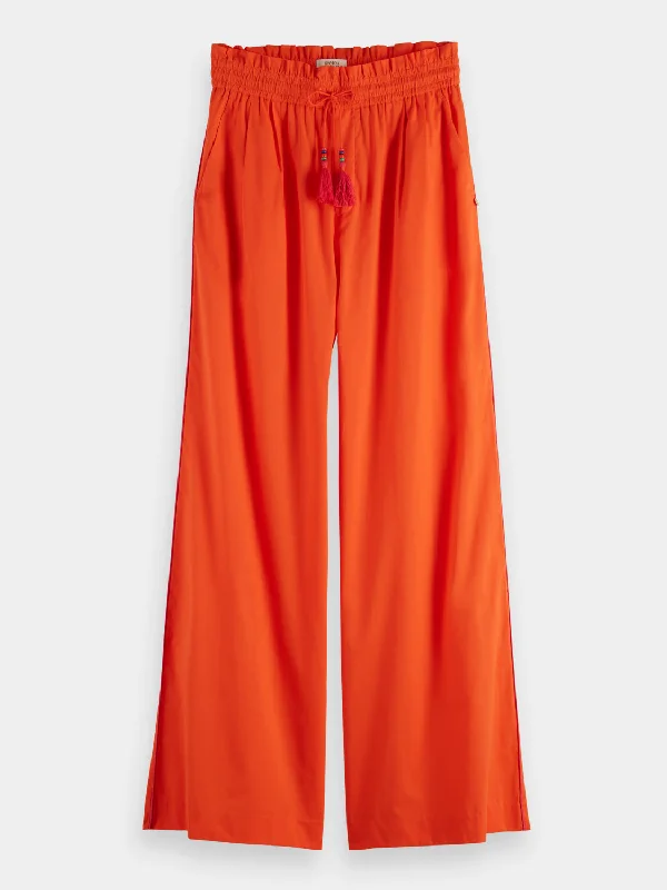 High-rise cotton voile pants