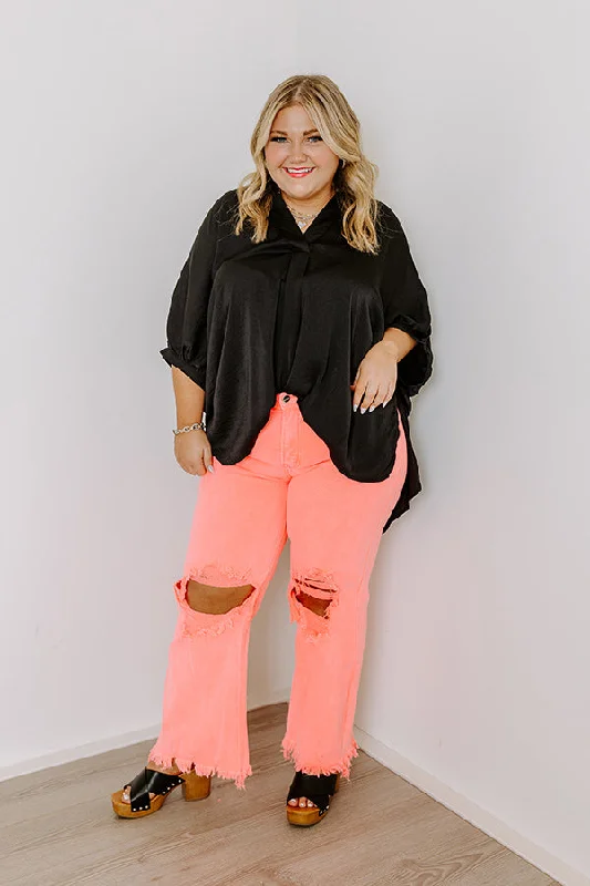 Risen The Eras High Waist Distressed Jean in Coral Curves