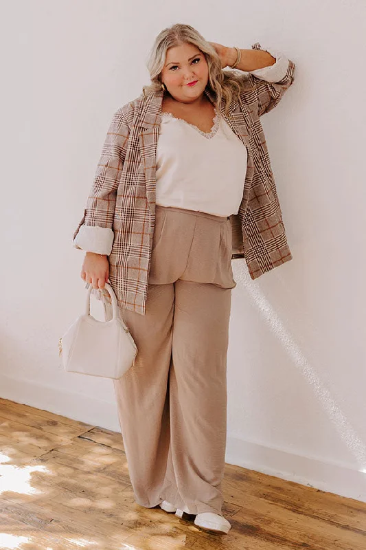 The Maddie High Waist Trousers In Taupe Curves