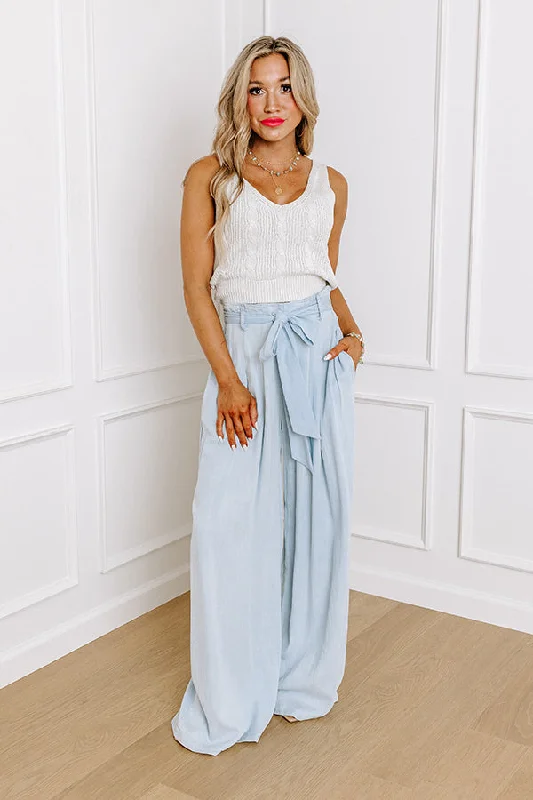 The Serena High Waist Chambray Pants in Light Wash