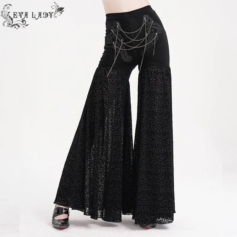 Women's Gothic Chain Floral Lace Pants