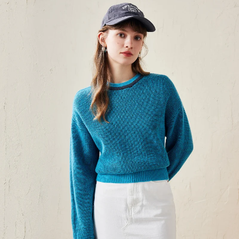 100% Wool Colorblock Raglan Sleeve Sweater