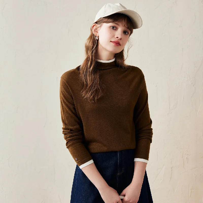 100% Wool Elegant Lightweight Turtleneck Sweater