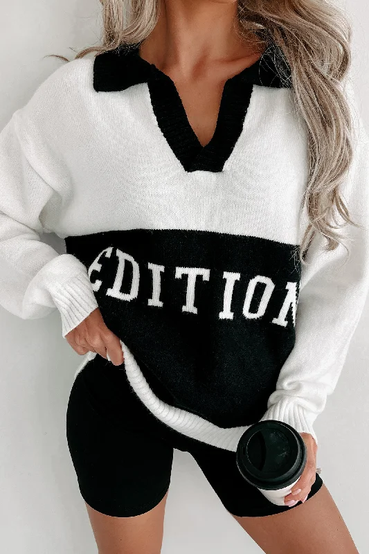 First Edition Graphic Colorblock Sweater (White/Black)