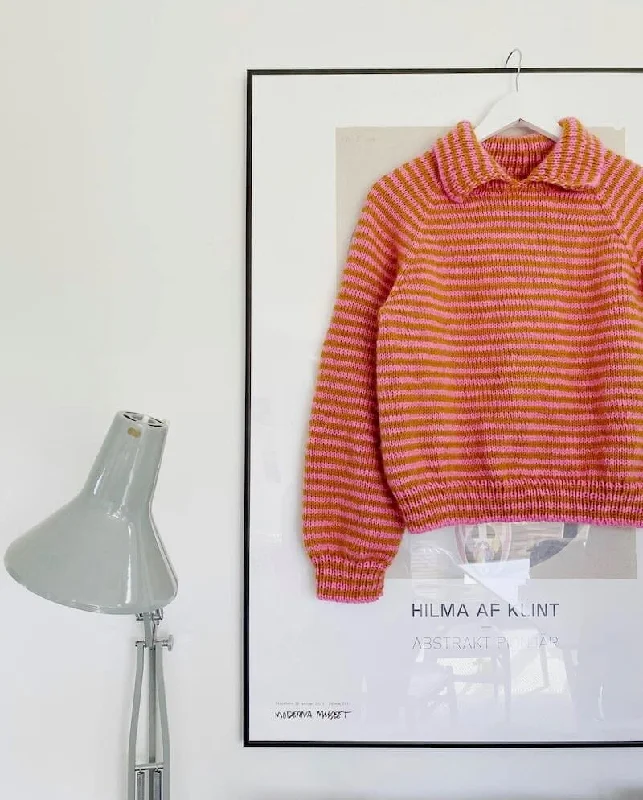 Stripe overload polo sweater by Spektakelstrik, knitting pattern