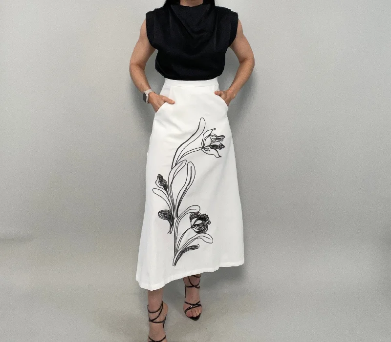 Ilsa Embroidered Midi Skirt