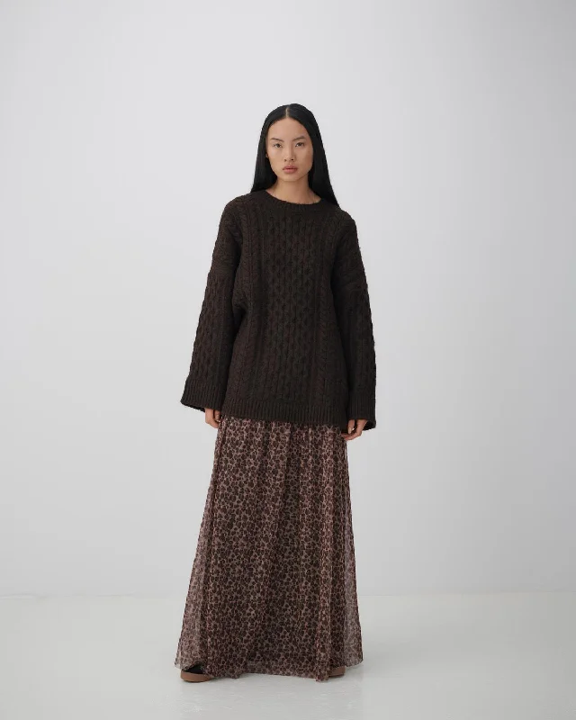 Koko Mesh Maxi Skirt (Fondue Fudge/Leo)