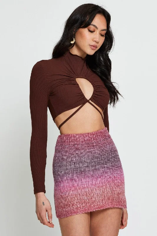 Pink Knit Skirt Mini