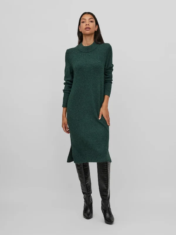 Veronica Crew Neck Midi Dress (Pineneedle/Dark Melange)