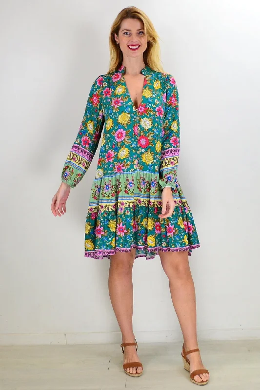 Aqua Green Eden Garden Tunic Dress