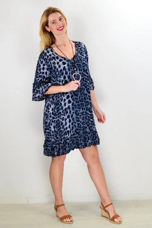 Grey Animal Shift Tunic Dress