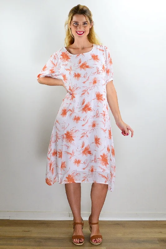 Short Sleeves Floral Print Dress