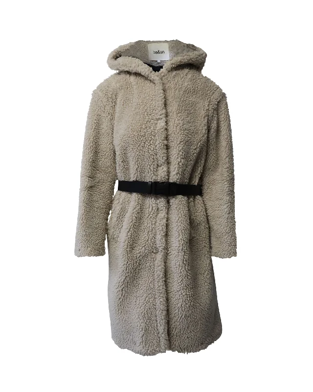 Ba&sh Filip Teddy Coat in Ecru Polyester