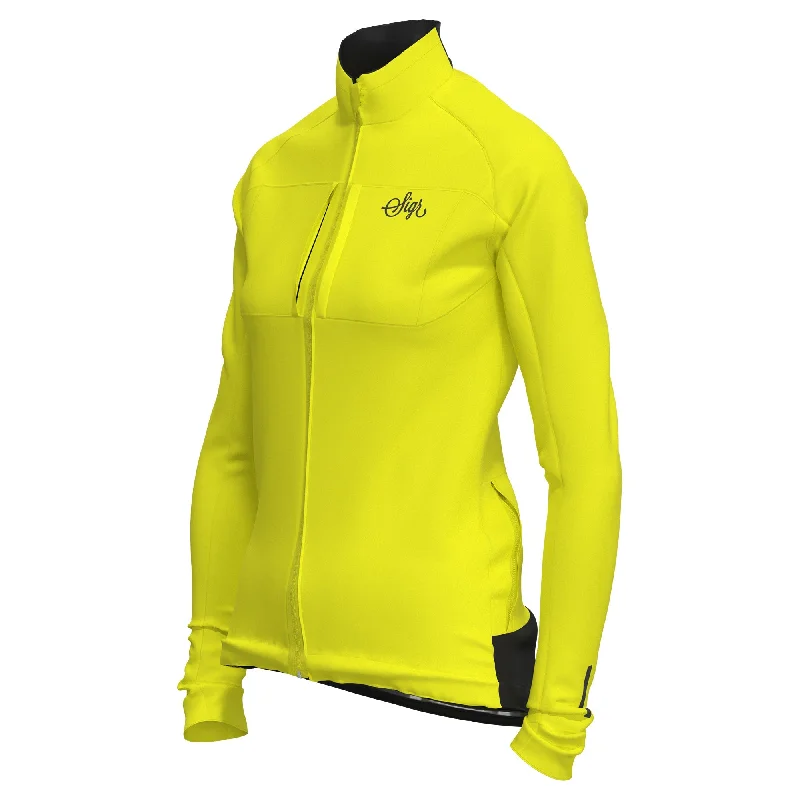 Gotlandsleden Tour Women's Hi-viz Yellow Merino Softshell Cycling Jacket