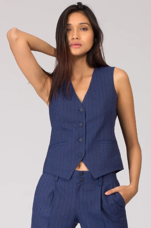 Cobalt Pinstripe Waistcoat