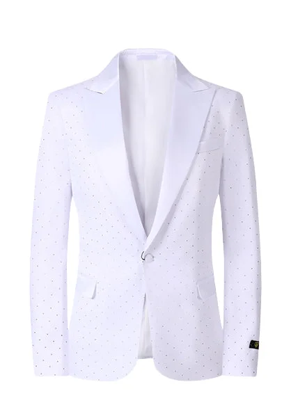 Studded Star Slim Fit Blazer - White