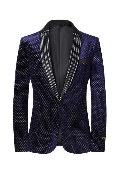 Studded Star Slim Fit Blazer - Navy