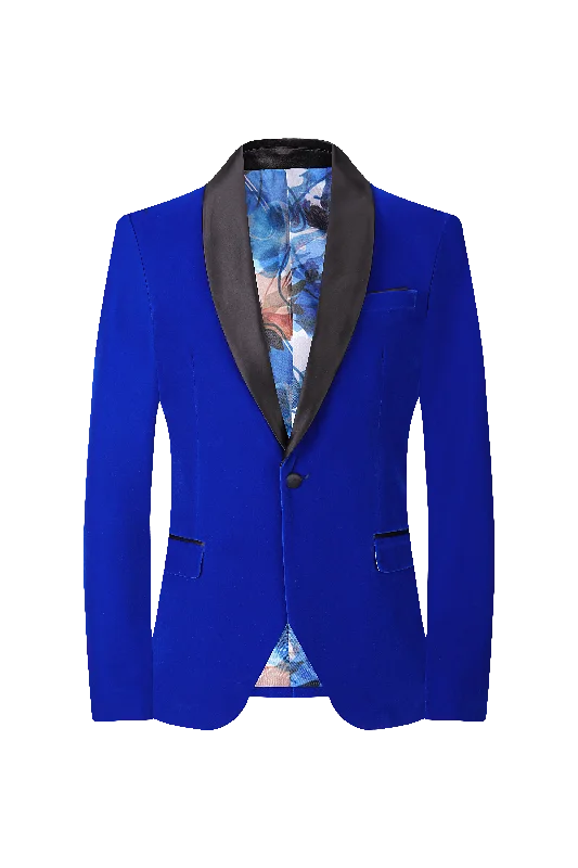 Velvet Shall Lapel Blazer - Royal Blue