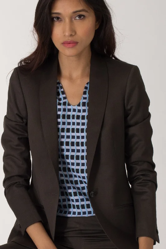 Deep Olive Green Shawl Lapel Blazer