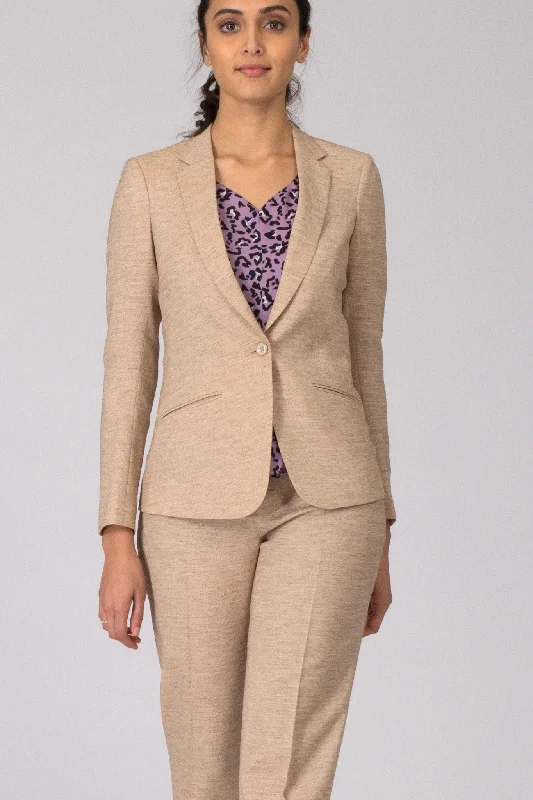 Desert Sand Notch Lapel Lightweight Blazer