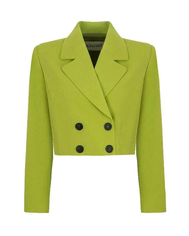 YELLOW-GREEN CROPPED BLAZER