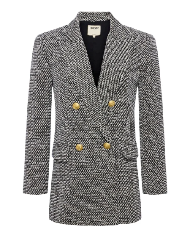 L'Agence Riva Knit Double-Breasted Blazer