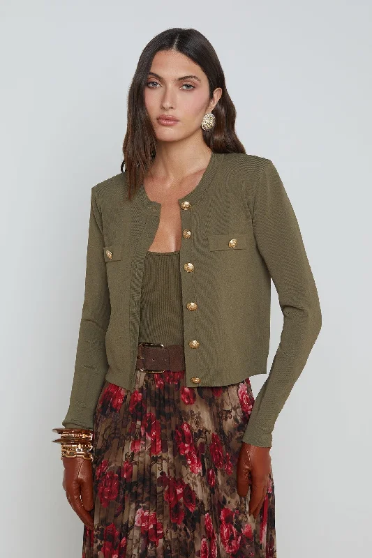 L'Agence Toulouse Crop Crew Neck Cardigan Blazer