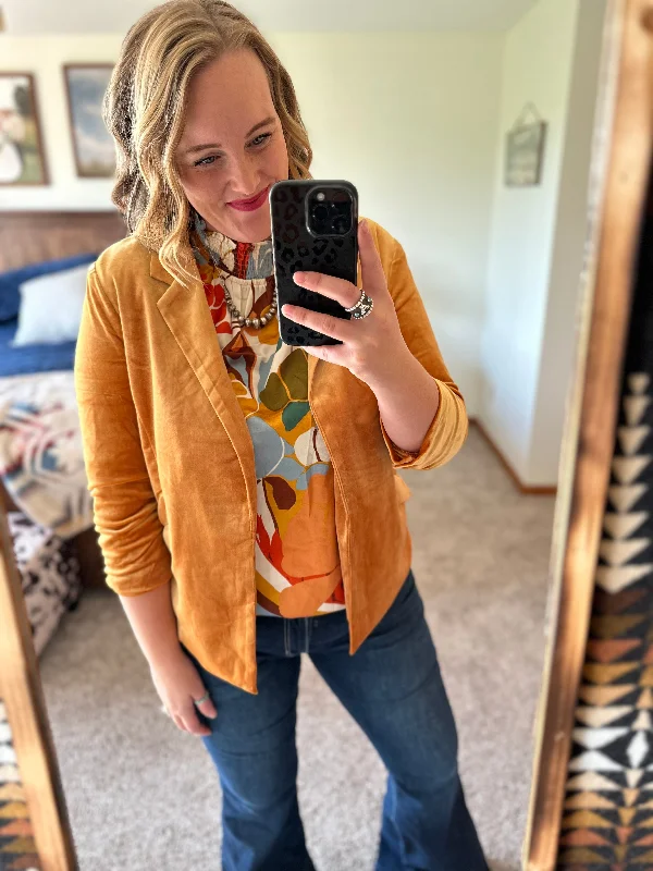 Mustard Velvet Blazer