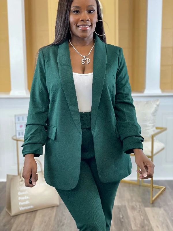 Myra 3/4 Sleeve Blazer (Hunter Green)