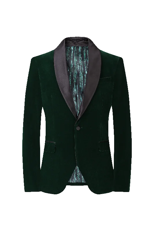 Velvet Shall Lapel Blazer - Hunter