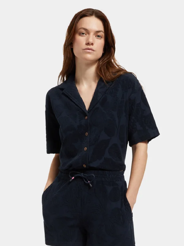 Jacquard toweling camp shirt