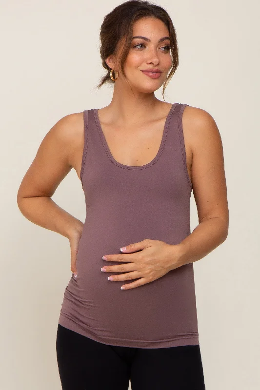 Brown Seamless Maternity Tank Top